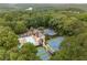 Aerial view of neighborhood with a community pool, tennis courts, and lush trees at 355 Highlands Trce, Roswell, GA 30075