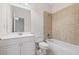 Bathroom featuring a single vanity with white countertops and a shower-tub combo at 576 Cliftwood Ct, Sandy Springs, GA 30328