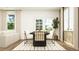 Bright dining area with a modern table set, natural light, and stylish decor adjacent to the living space at 2464 Cotton Ln, Douglasville, GA 30135