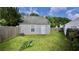 Fenced backyard offers privacy and space for outdoor activities and gardening at 1972 Brittania Cir, Woodstock, GA 30188
