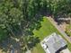 Beautiful aerial view of the backyard with lush trees and a patio with outdoor furniture at 5706 Brookstone Nw Walk, Acworth, GA 30101