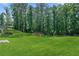 A lush green lawn extends to a tree line, offering privacy in this beautiful and spacious backyard at 5706 Brookstone Nw Walk, Acworth, GA 30101