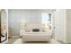 Bright bedroom featuring light wood bed frame, linen bedding, and wallpaper at 2276 Linden Pass, Douglasville, GA 30135