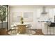 An open concept dining area and kitchen, featuring modern white cabinets and stainless steel appliances at 2276 Linden Pass, Douglasville, GA 30135