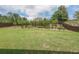 Well-maintained backyard with a lush green lawn, mature trees, and a charming swing set at 5789 Creek Indian Dr, Sugar Hill, GA 30518