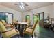 Spacious dining room showcasing natural light, vintage chairs, and access to the outside at 13795 Arnold Mill Rd, Roswell, GA 30075