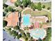 Aerial view showcasing the community pool, splashpad, park, and picnic areas at 4590 River Stone Trl, Douglasville, GA 30135