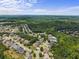 Scenic aerial view of a suburban neighborhood, showcasing the community layout and proximity to natural surroundings at 1850 Overlook Springs Ln, Cumming, GA 30040