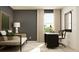 Modern home office with a stylish daybed, desk, chair, and natural light from a large window at 2340 Treaty Ln, Douglasville, GA 30135