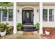 Close-up of front entrance featuring a decorative door with sidelights and potted plants at 791 E Main Street, Canton, GA 30114