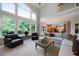 Bright living room offers comfortable seating, large windows with wooded views, and an open view to the kitchen at 685 Sienna Dr, Cumming, GA 30040