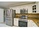 Kitchen featuring stainless appliances and granite countertops with white cabinets at 2420 Westport Cir, Marietta, GA 30064