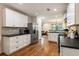 Open concept kitchen with stainless steel appliances, white cabinets, and eat-in dining space at 429 Deckner Sw Ave, Atlanta, GA 30310
