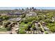 A birds eye view showing the city skyline and residential area at 827 Fraser Se St, Atlanta, GA 30315