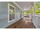 Spacious front porch with wood flooring and railing, offering a cozy outdoor space at 827 Fraser Se St, Atlanta, GA 30315