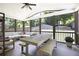 Relaxing screened porch with wooden furniture, perfect for outdoor dining and enjoying the backyard view at 1297 Conway Rd, Decatur, GA 30030