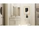 Bright bathroom featuring white cabinets, modern sink, toilet, shower, and stylish decor at 416 Valley View Trl, Canton, GA 30115