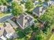 Aerial view of the home showcasing the backyard, deck, mature trees, and surrounding neighborhood at 4295 Cami Way, Buford, GA 30519