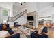Bright, open living room with fireplace, hardwood floors, and seamless flow to kitchen and staircase at 4295 Cami Way, Buford, GA 30519