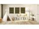 A playroom featuring a teepee tent, storage for toys, and playful decor at 243 Deer Valley Run, Canton, GA 30115