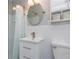 Bathroom vanity with drawers, tile backsplash, and a glass shower at 6505 Whispering Ln, Atlanta, GA 30328