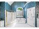 Elegant bathroom with a soaking tub, a separate shower, and a large window at 2324 Littlebrooke Ln, Dunwoody, GA 30338