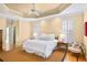 Main bedroom with trey ceiling, fan, large windows, and area rug at 2324 Littlebrooke Ln, Dunwoody, GA 30338