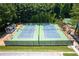 Overhead view of the community tennis courts with a gazebo nearby providing a nice view of the court at 2324 Littlebrooke Ln, Dunwoody, GA 30338