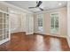 Bright office space with hardwood floors, french doors, and natural light from shuttered windows at 1917 Oak Grove Ne Rd, Atlanta, GA 30345