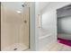 Bathroom featuring a walk-in shower and separate soaking tub at 4426 High Gate Nw Dr, Acworth, GA 30101