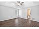 Spacious main bedroom boasts tray ceiling and neutral paint at 4941 Lighthouse Pointe, Acworth, GA 30101