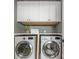 Laundry room equipped with front load washer and dryer and upper cabinets for storage at 940 Longley Nw Ave, Atlanta, GA 30318