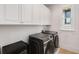 Well-equipped laundry room with modern washer and dryer, and white cabinetry at 980 Faith Se Ave, Atlanta, GA 30316