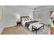 Modern bedroom includes a ceiling tray, a decorative rug, and two large windows at 4999 Willow Creek Dr, Woodstock, GA 30188