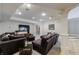 Finished basement includes recessed lighting, furniture, and a large TV at 2101 Hunters Green Dr, Lawrenceville, GA 30043