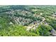 Aerial shot of the community with tree-lined streets and well-maintained homes surrounded by lush green foliage at 2101 Hunters Green Dr, Lawrenceville, GA 30043