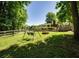 Expansive backyard with a swing set, a fire pit, and a lush green lawn, perfect for outdoor activities at 290 Dania Dr, Alpharetta, GA 30009