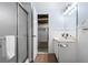 Bathroom with white vanity, shower, and toilet at 290 Dania Dr, Alpharetta, GA 30009