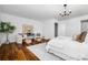 Spacious main bedroom with bright light, hardwood floors, and serene decor at 290 Dania Dr, Alpharetta, GA 30009