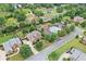 Neighborhood aerial view featuring green lawns, tree lined streets, pool and amenity center at 910 Ovalene Sw Ln, Marietta, GA 30064