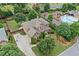 Aerial view of a brick two-story home with a long driveway and well-maintained landscaping at 910 Ovalene Sw Ln, Marietta, GA 30064