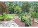 Private backyard features a stone pathway that winds through lush greenery at 3323 Lancing Ct, Duluth, GA 30096