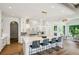 Spacious kitchen with island seating and modern appliances, offering a seamless flow into the living area at 225 River Valley Ct, Atlanta, GA 30328