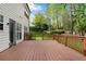 Wooden deck offers views of the surrounding landscaping and greenery, perfect for relaxing outdoors at 3925 Tugaloo River Dr, Duluth, GA 30097
