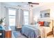 Bright bedroom with plush bedding, decorative pillows, ceiling fan, and large windows at 10 Perimeter Summit Ne Blvd # 4315, Brookhaven, GA 30319