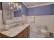 Bathroom with a marble countertop vanity and decorative tile floor at 123 Nelson Street, Newborn, GA 30056