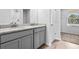 Bathroom featuring double vanity with granite countertop and undermount sinks at 1707 Bouquet Way, Mcdonough, GA 30253