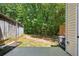 The backyard features a fence and shady tree coverage at 216 Buckland Dr, Alpharetta, GA 30022