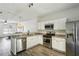 Beautiful modern kitchen features stainless steel appliances and stylish countertops at 216 Buckland Dr, Alpharetta, GA 30022