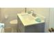 Compact bathroom with a gray vanity, modern toilet, and stylish sink fixtures at 1332 Euclid Ave # C, Atlanta, GA 30307